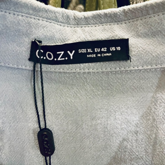 C.O.Z.Y. Grey Cotton Long-Sleeved Dress with Pockets - Picture 5 of 6